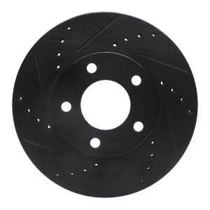 Ford Escape Brake Rotor (1) - Front Left - R1 Concepts - Drilled & Slotted - Black - `01-`07